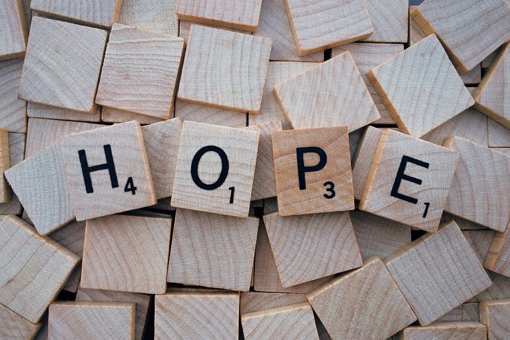 hope, word, letters